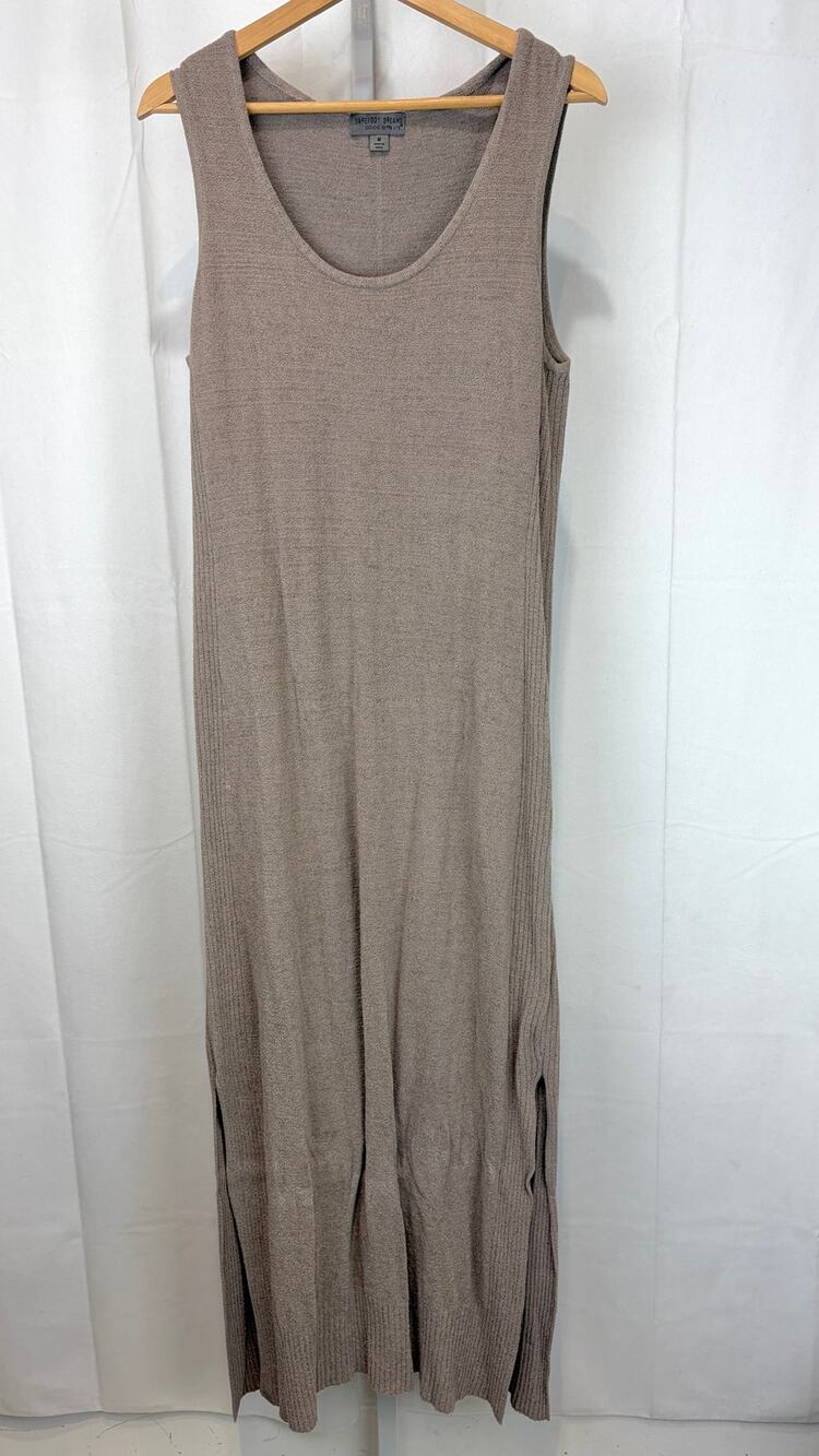 BAREFOOT DREAMS CozyChic Ultra Lite Maxi Dress Sleeveless Side Slit Taupe Size M